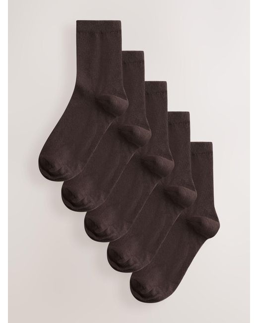 Next Brown Basic Ankle Socks Five Pack