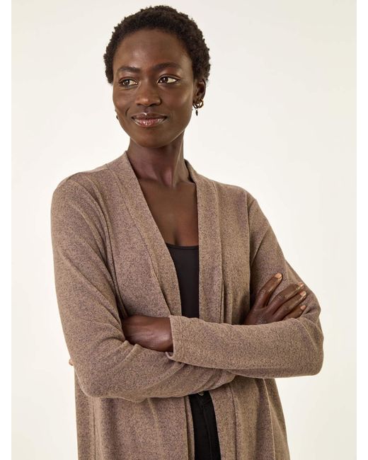 Roman Brown Longline Knit Cardigan