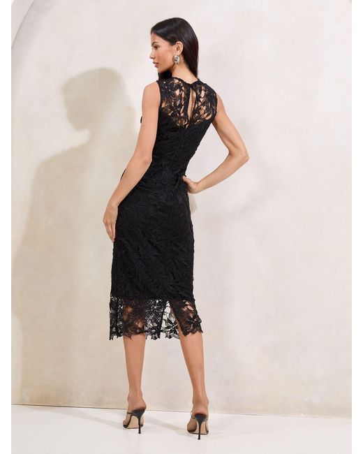 Lipsy Premium Floral Print Embroidered Lace Bodycon Midi Dress in Natural |  Lyst Australia