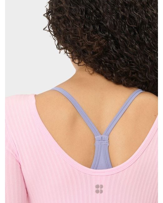 Sweaty Betty Pink Mindful Flex Boat Neck Long Sleeve Top
