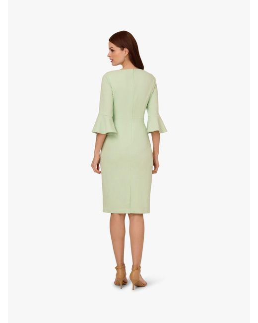 Adrianna Papell Green Bell Sleeve Tie Front Dress