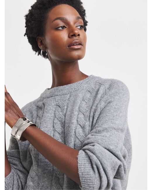 JD Williams Gray Split Hem Cable Jumper
