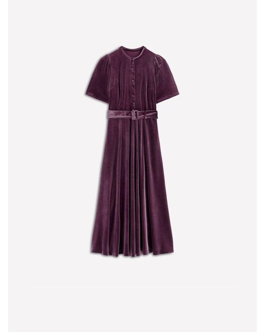 Boden Purple Kate Velvet Shirt Dress