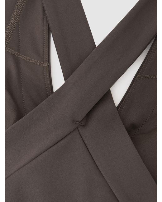 Reiss Brown Helena V-Neck Cross-Back Sports Top
