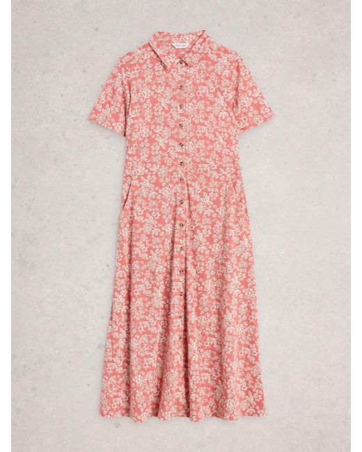 White Stuff Pink Rua Jersey Shirt Dress