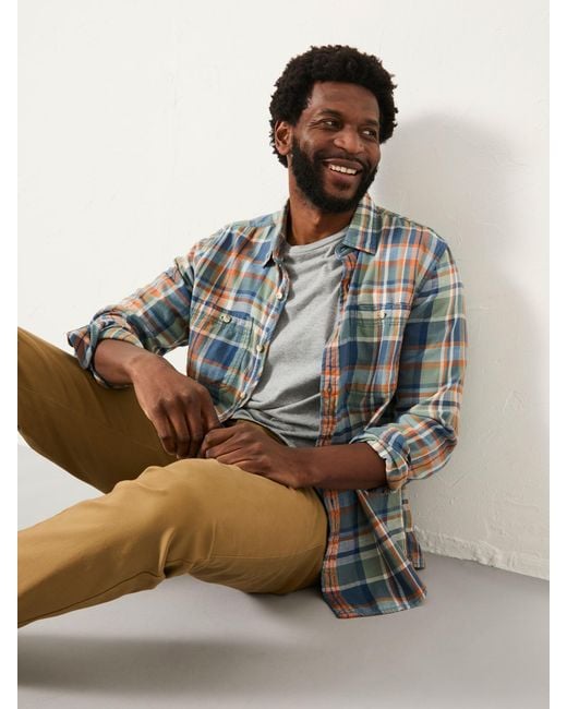 FatFace Blue Fatface Emley Long Sleeve Check Shirt for men