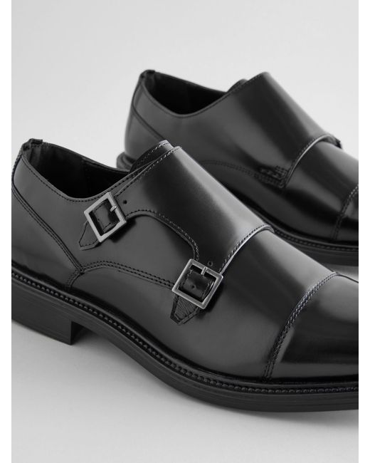 Next Black Double Monk Shoes for men