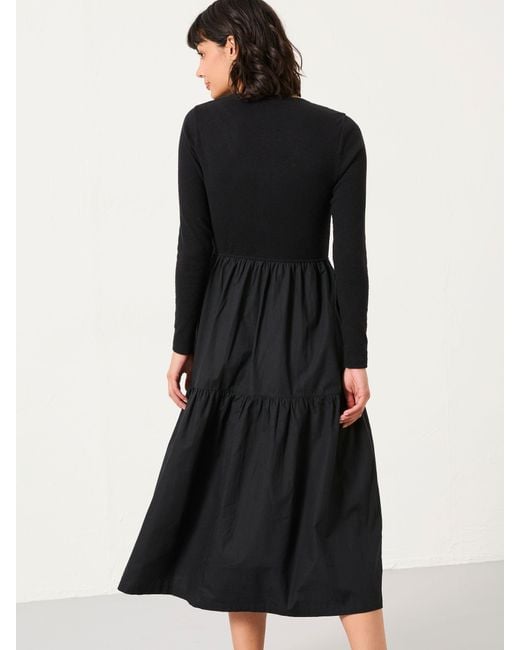 FatFace Black Fatface Louise Jersey Woven Midi Dress