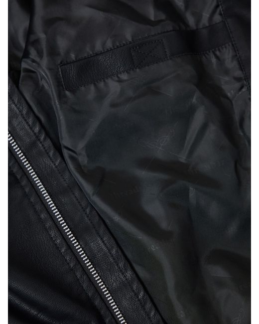 Threadbare Black Faux Leather Collared Jacket for men