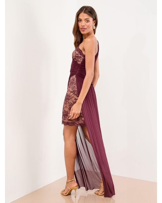 Lipsy One Shoulder Lace Mesh Mix Maxi Dress in Pink | Lyst Lipsy One Shoulder Lace Mesh Mix Maxi Dress in Pink | Lyst