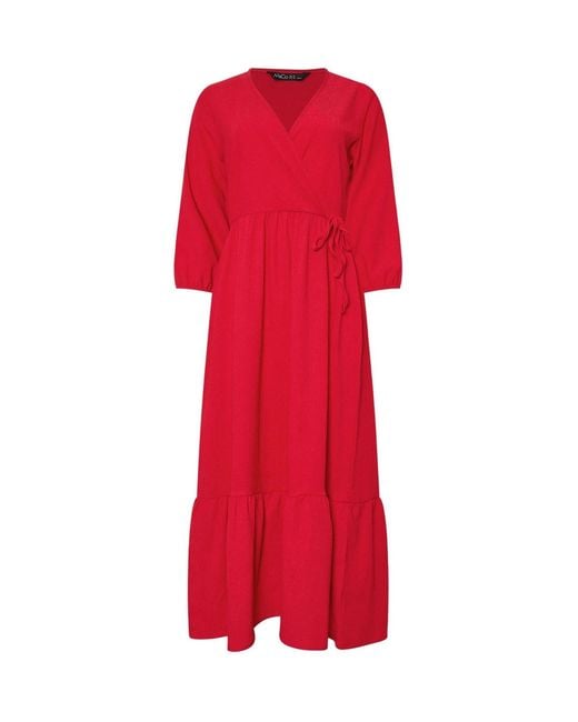M Com 3/4 Sleeve Wrap Tiered Dress