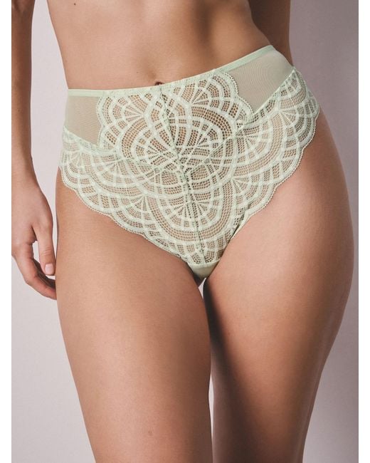Next Green High Rise High Leg Lace Knickers 2 Pack