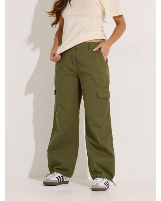 PixieGirl Petite Green Pixiegirl Petite Cuffed Cargo Trousers