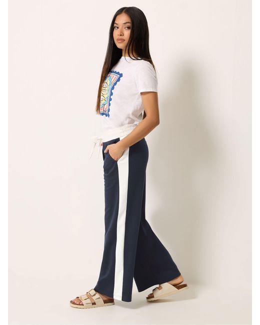 M Com Blue Petite Colourblock Trousers