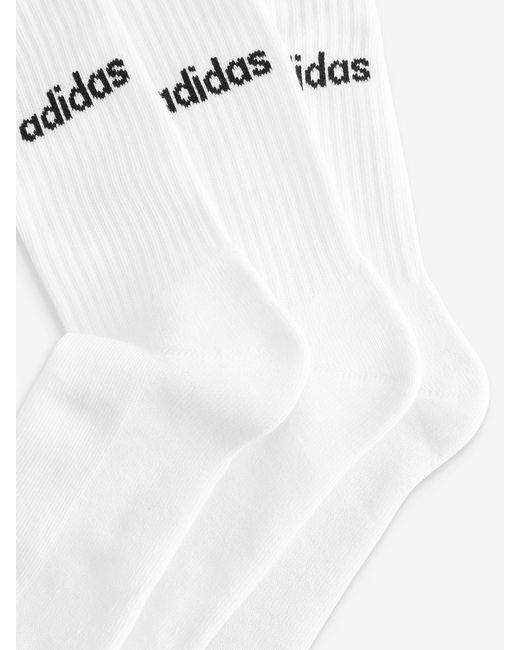 Adidas White Linear Crew Gepolsterte Socken 3 Pack