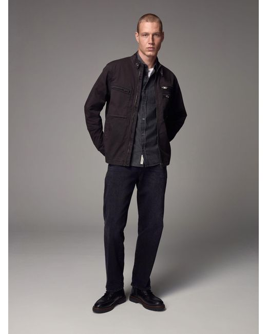 Next Black Zip Through Funnel Jacket for men