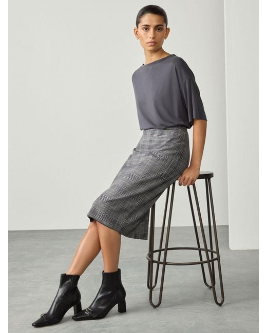 Next White Check Pencil Skirt