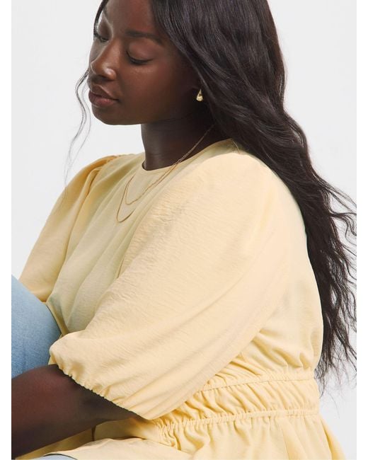 Simply Be Natural Puff Sleeve Peplum Blouse