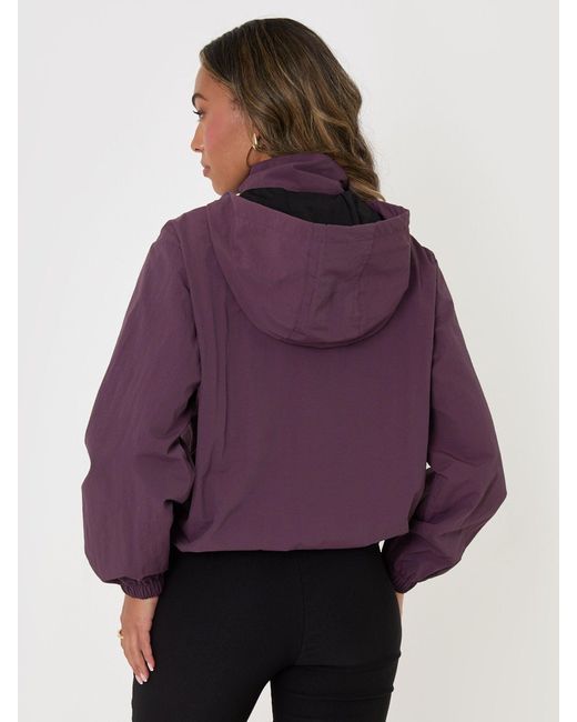 Threadbare Purple Showerproof Funnel Neck Windbreaker