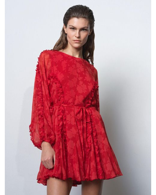 French Connection Women's Red Emina Chiffon Kara Floral Dress