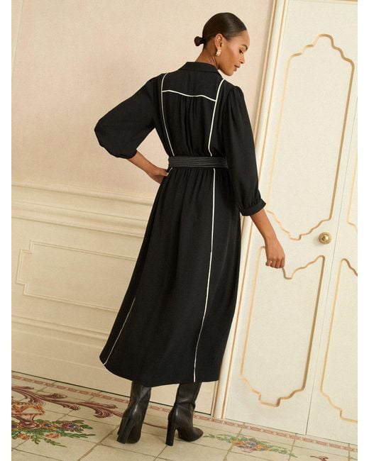 Love & Roses Natural Contrast Midi Shirt Dress