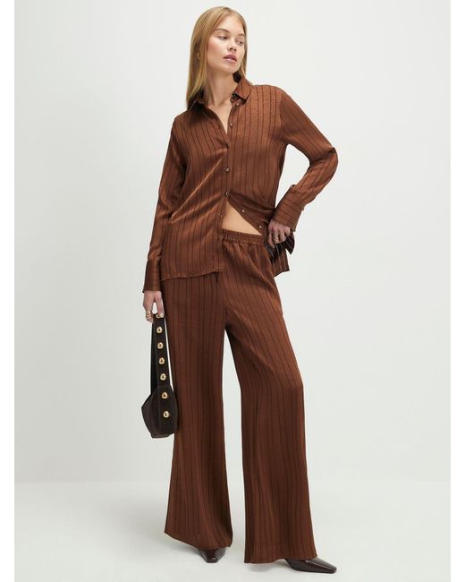 River Island Brown River Island Stripe Elasticated Trousers