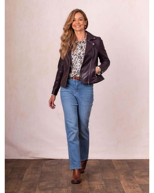 Lakeland Leather Blue Tarraby Biker Jacket