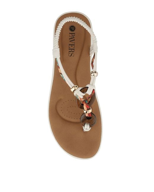Pavers Natural Elasticated Toe Post Sandals