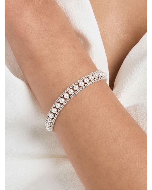 Jon Richard White Tone Pearl And Crystal Bracelet
