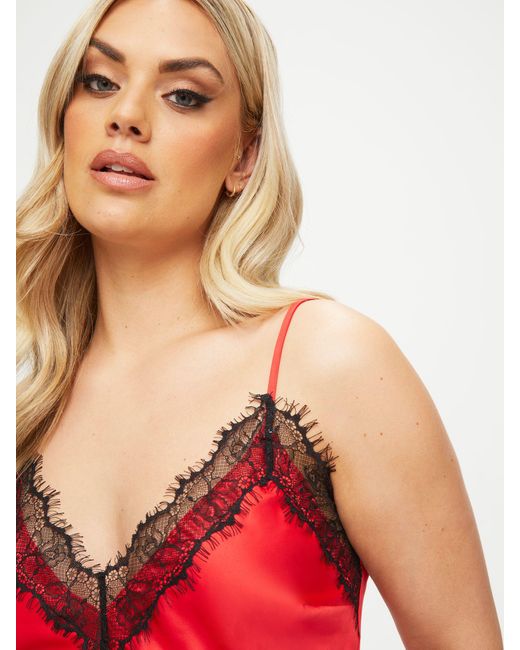 Ann Summers Red Cerise Spitze Und Satin Cami Pyjama-Set