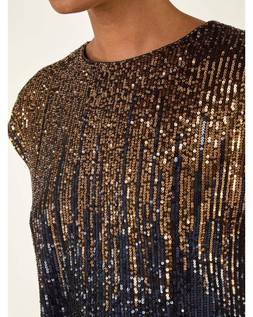 Roman Metallic Ombre Sequin Tunic Top
