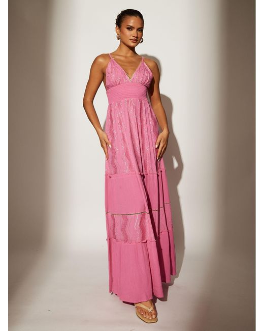 South Beach Pink Sequin Cami Detail Maxi Dress