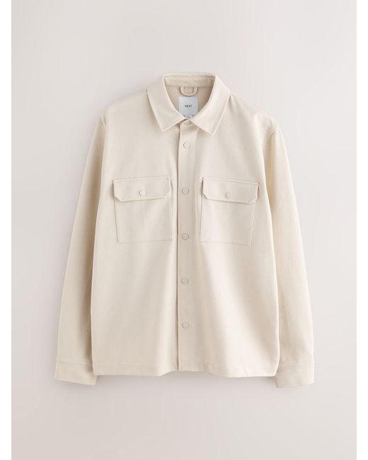 Next Natural Jersey Twill Popper Shacket for men
