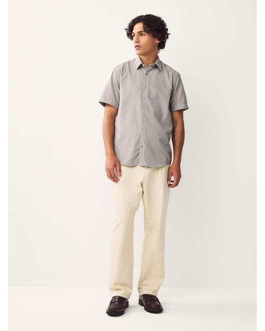 Next Gray Regular Fit Regular Fit Cotton Rich Trimmed Textured Short Sleeve Smart Shirt for men