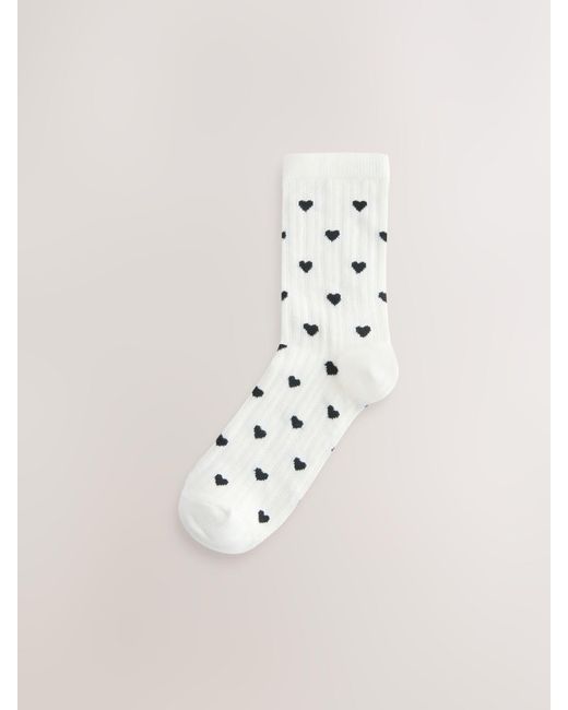 Next White Textured Heart Pattern Ankle Socks 4 Pack