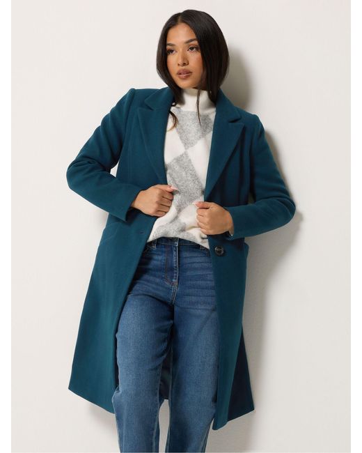 M Com Blue Petite Tailored Coat