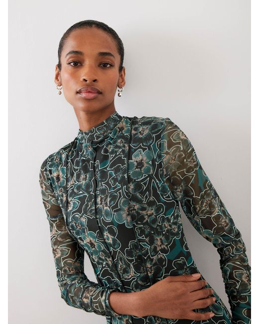 Mint Velvet Green Floral Print Midi Dress