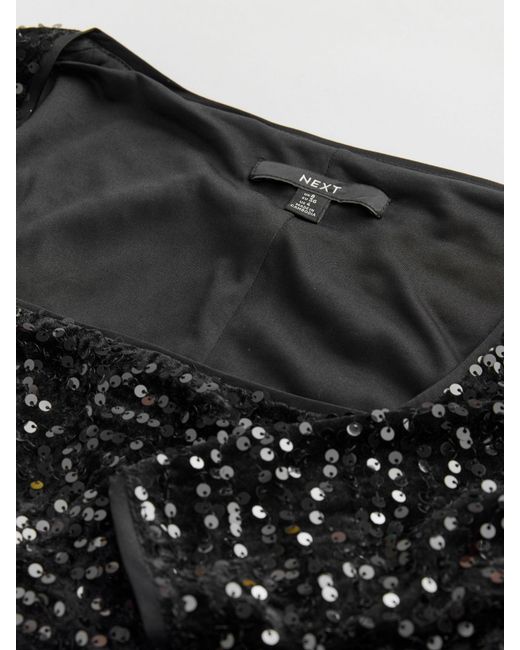 Next Black Square Neck Flippy Mini Sequin Dress