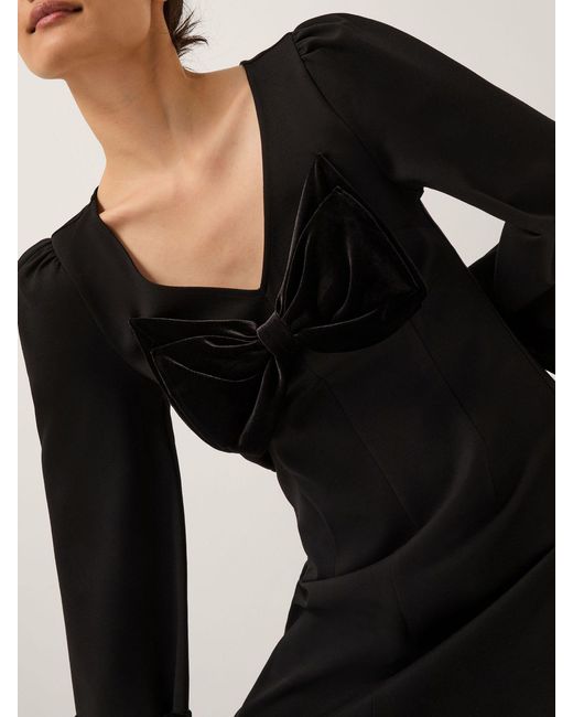 Monsoon Blair Velvet Bow Long Sleeve Mini Dress in Black | Lyst Monsoon Blair Velvet Bow Long Sleeve Mini Dress in Black | Lyst