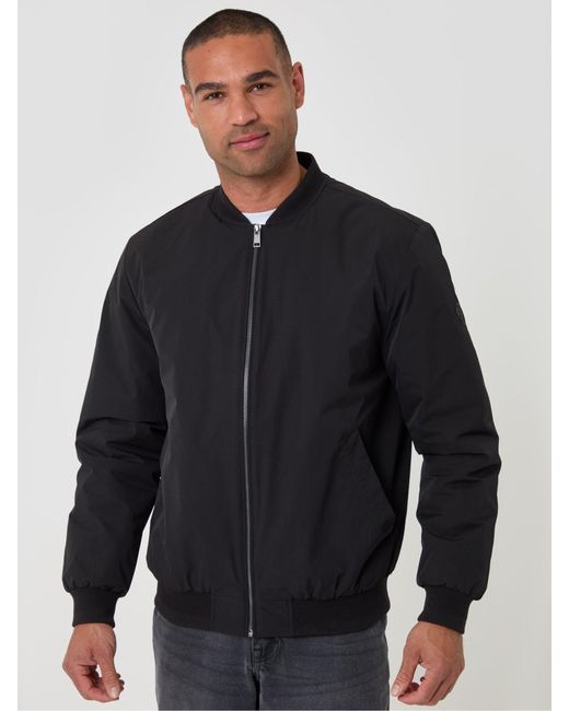 Threadbare Blue Showerproof Padded Bomber Jacket for men