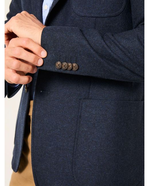 FatFace Blue Fatface Witley Wool Mix Herringbone Blazer for men