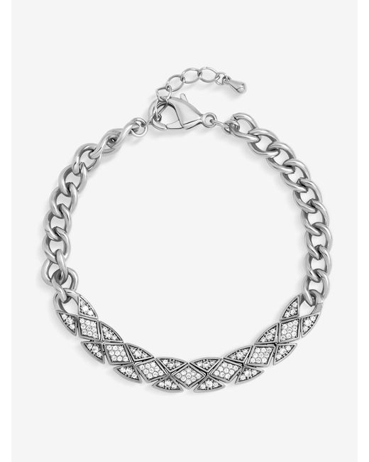 Jon Richard White Rhodium Plated And Pave Link Bracelet
