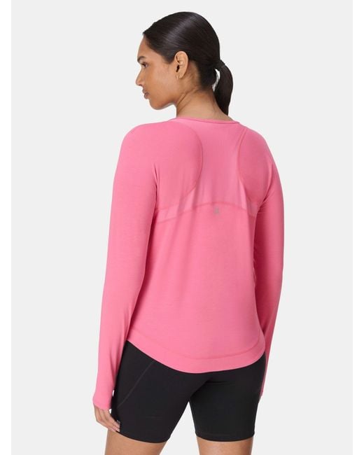 Sweaty Betty Pink Breathe Easy Mesh Long Sleeve Top