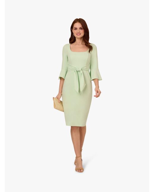 Adrianna Papell Green Bell Sleeve Tie Front Dress