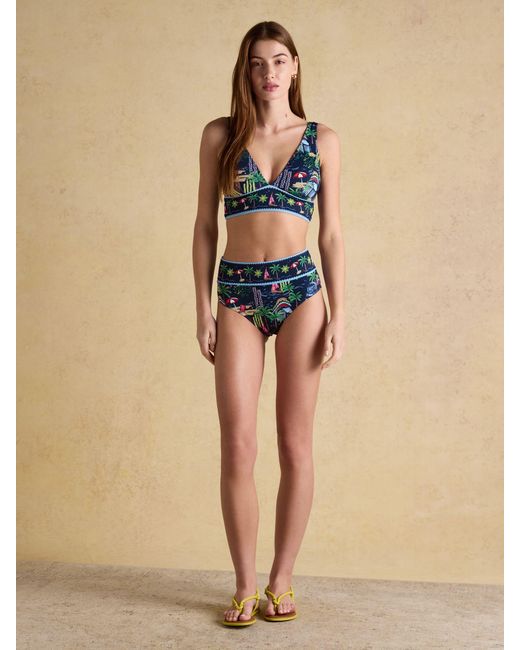 Joules Blue Panel V-Neck Bikini Top
