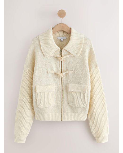 Next Natural Boucle Collar Knitted Jacket With Wool