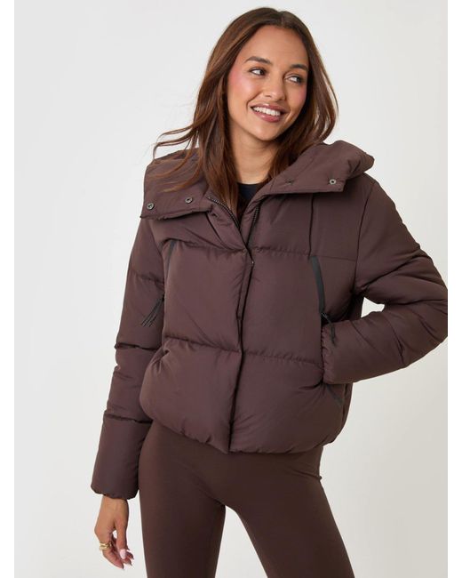 Threadbare Brown Showerproof Cropped Puffer Coat