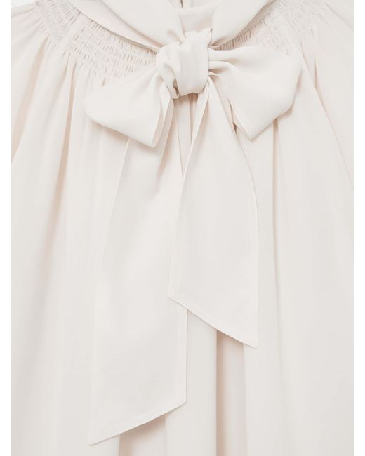 Reiss White Tie-Neck Short-Sleeve Blouse