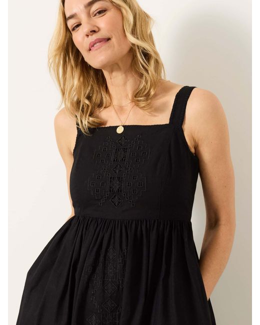 FatFace Black Fatface Regular Gili Embroidered Midi Dress