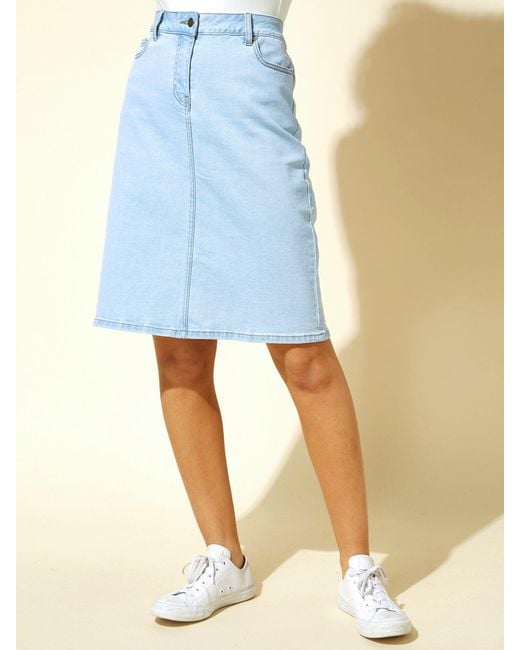Roman Blue A-Line Knee Length Denim Skirt